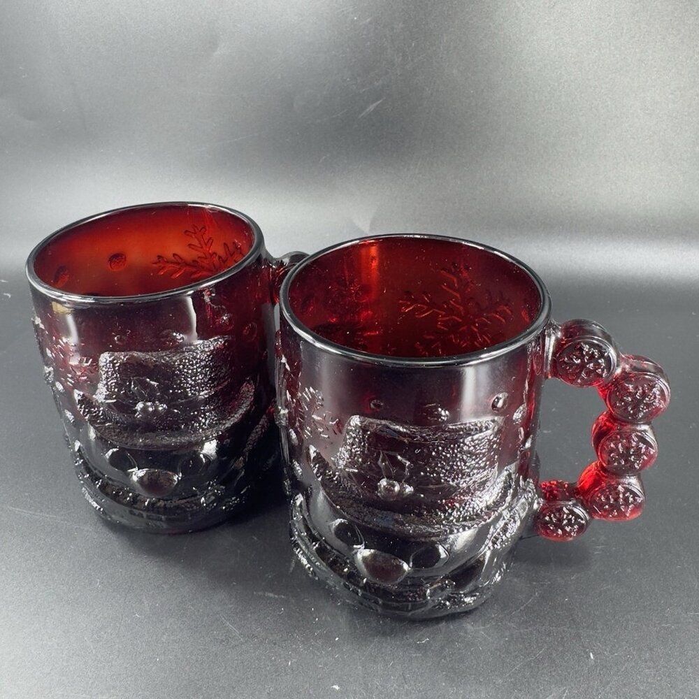 Luminarc Arcoroc Ruby Red Thick Heavy Glass Mug Cup Set Manganese 365nm UV Glow - Picture 2 of 13